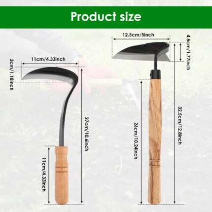 Japanese Hand Weeding Hoe - Carbon Steel Sickle Tool